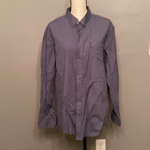 Men’s Ben Sherman XXL Dark Gray and Blue Patterned Casual Button Down Shirt EUC - Picture 1 of 7